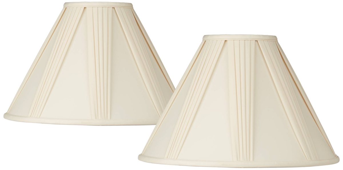 Springcrest Set Of 2 Empire Lamp Shades Ivory French Drape White Large 6" Top X 17" Bottom X 12" High Spider Wit