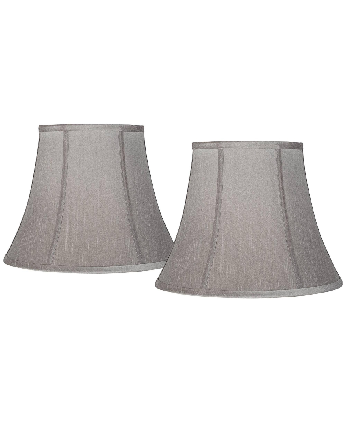 Springcrest Set Of 2 Softback Round Bell Lamp Shades Pewter Gray Medium 8" Top X 14" Bottom X 11" Slant X 10.5" In Grey