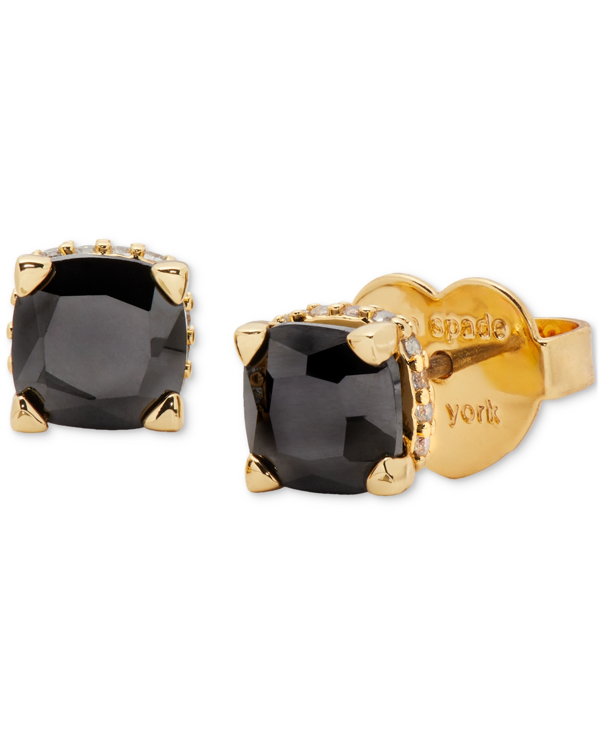 Shop Kate Spade Little Luxuries Pave & Crystal Square Stud Earrings In Jet
