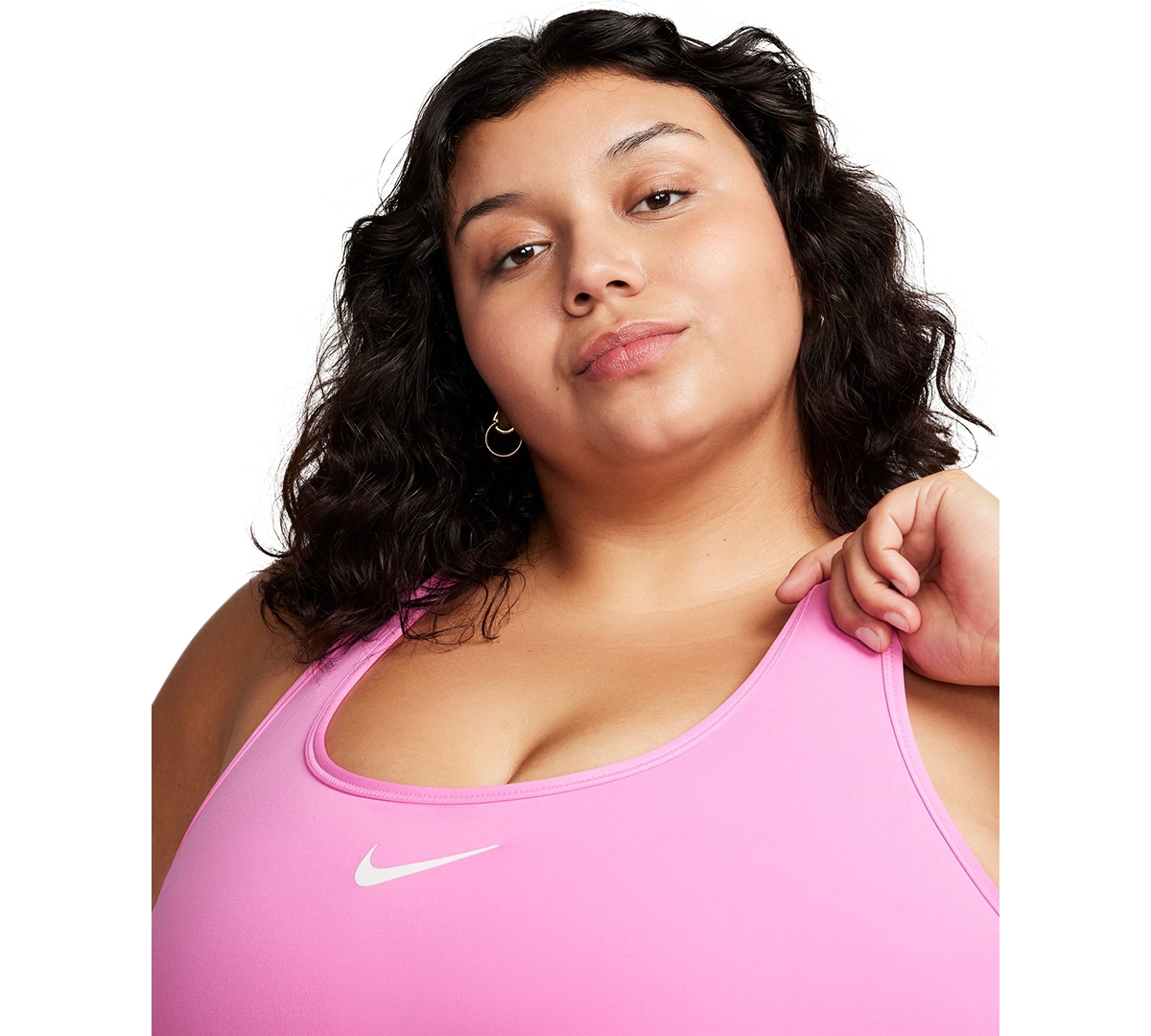 Nike Plus Size Active Medium-support Padded Logo Sports Bra In Playful Pink