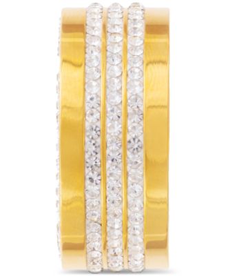 Men's Crystal Wide Band in Gold-Tone Ion-Plated Stainless Steel