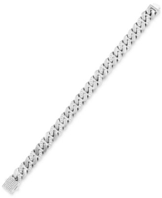 Men's Crystal Curb Link Bracelet in Stainless Steel & Gold-Tone Ion-Plate