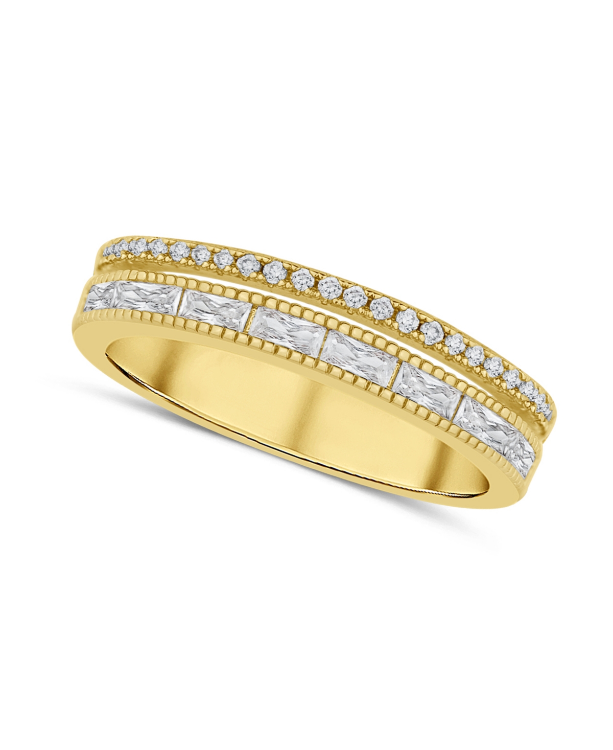 Cubic Zirconia Double Row Ring - Gold