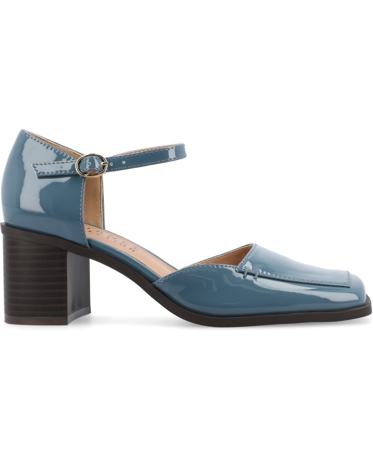Journee Collection Women's Evangeline Buckle Strap Square Toe Block Heel Pumps