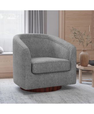 Wyn Upholstered Club Style Barrel Chair With Sloped Armrests And 360 Degree Swivel Base In A Vinyl Wrap