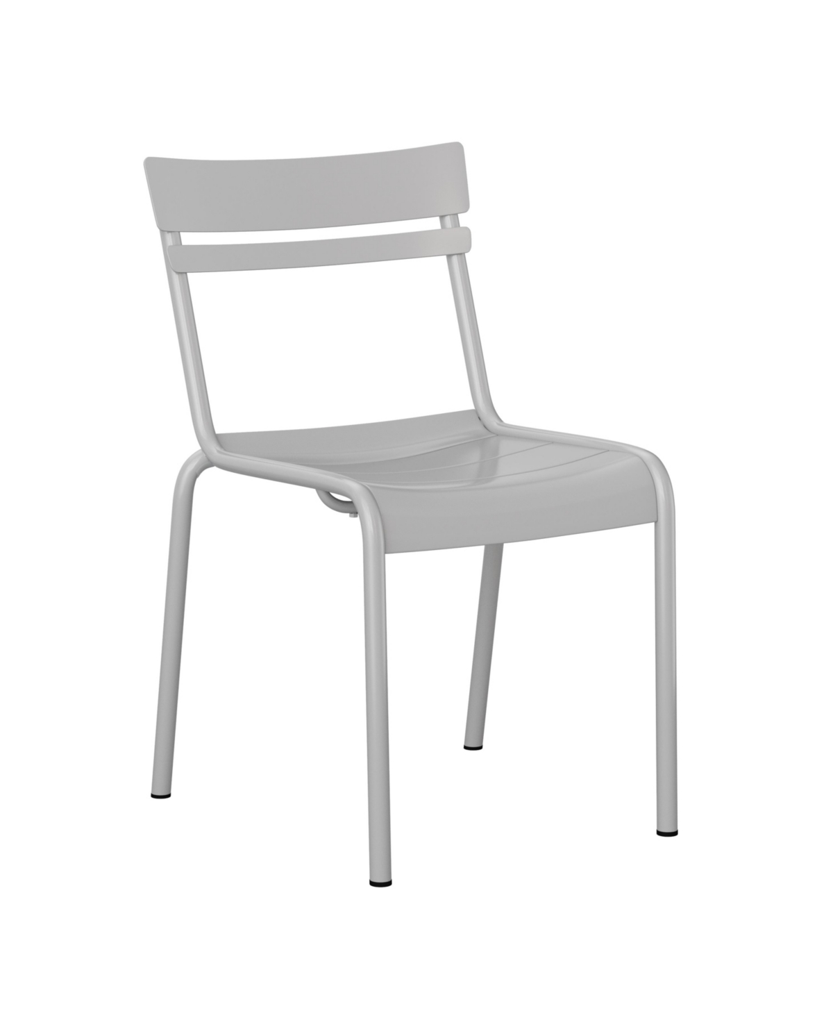 Emma+oliver Rennes Armless Powder Coated Steel Stacking Dining Chair With 2 Slat Back For Indoor-outdoor Use In Silver