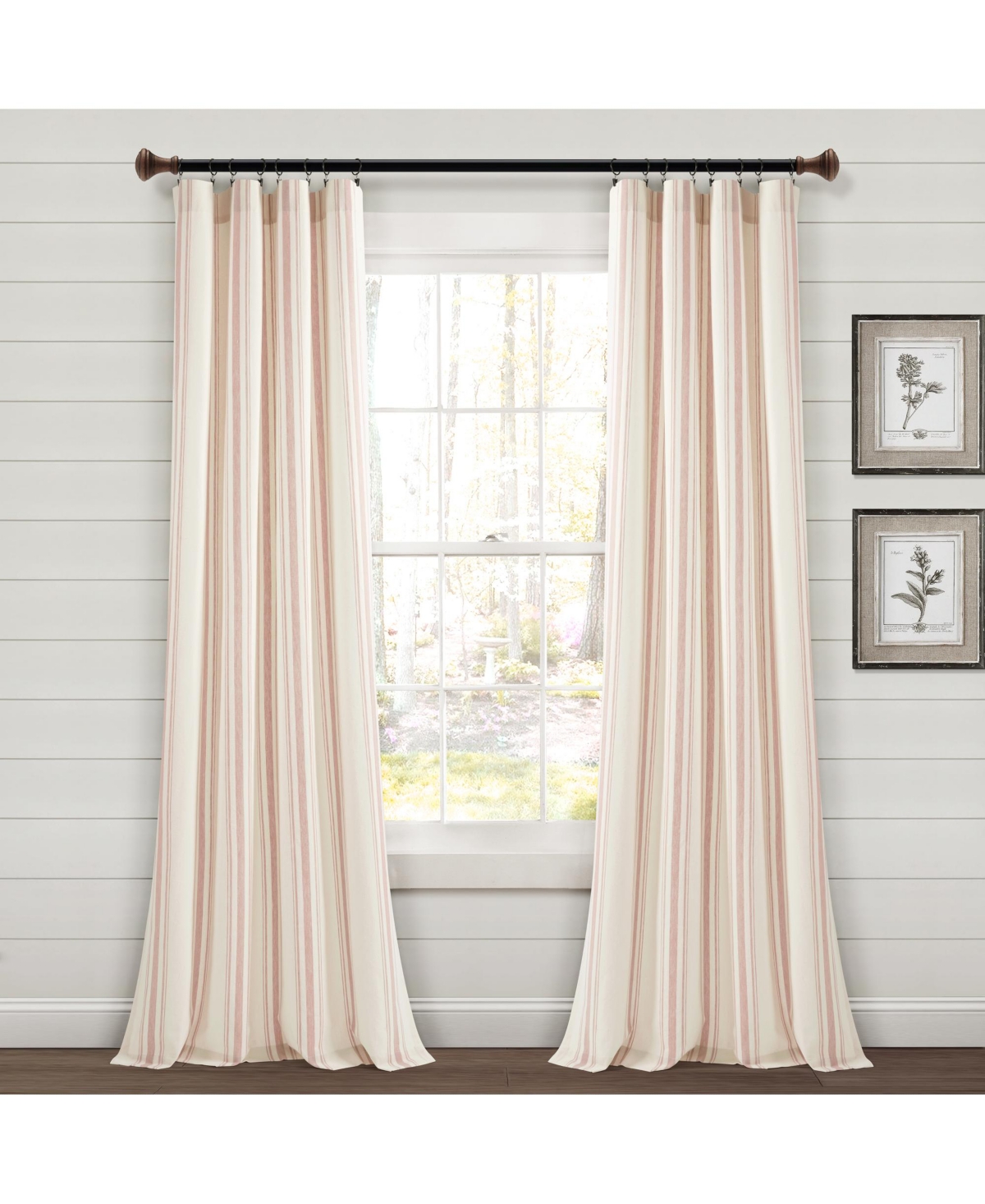 Lush Decor Farmhouse Stripe Yarn Dyed Eco-friendly Recycled Cotton Window Curtain Panels In Pink