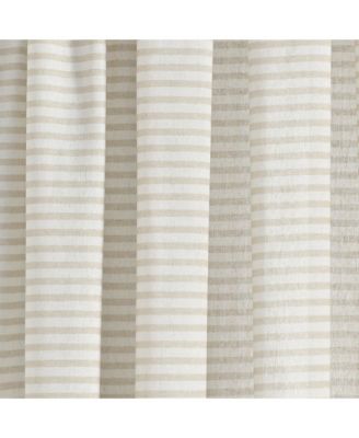 Boho Coastal Horizontal Ticking Stripe Tassel Window Curtain Panels