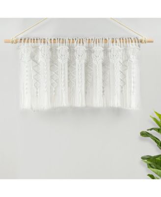 Boho Macrame Textured Cotton Valance/Kitchen Curtain/Wall Decor