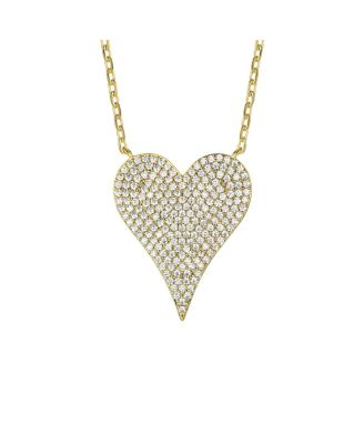 Sterling Silver with Pave Cubic Zirconia Heart Layering Necklace