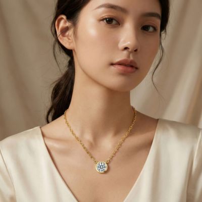 Dainty Round CZ Bezel-Set Minimalist Pendant Necklace