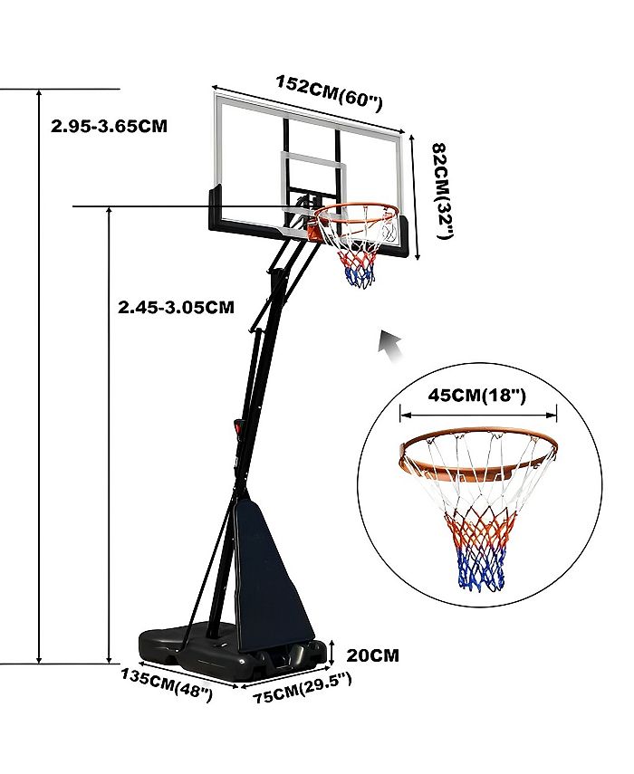 SUGIFT 60 inch Portable Basketball Hoop System, 8 10 feet Adjustable Height Macy's