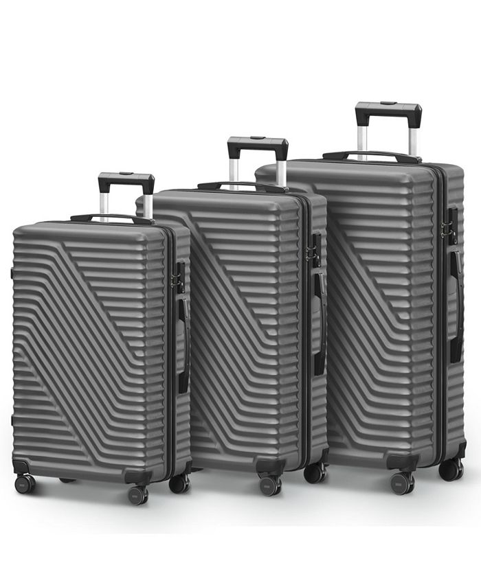 SUGIFT 3Pcs Luggage Sets, ABS Lightweight Suitcase Sets with TSA Lock,Grey Macy's