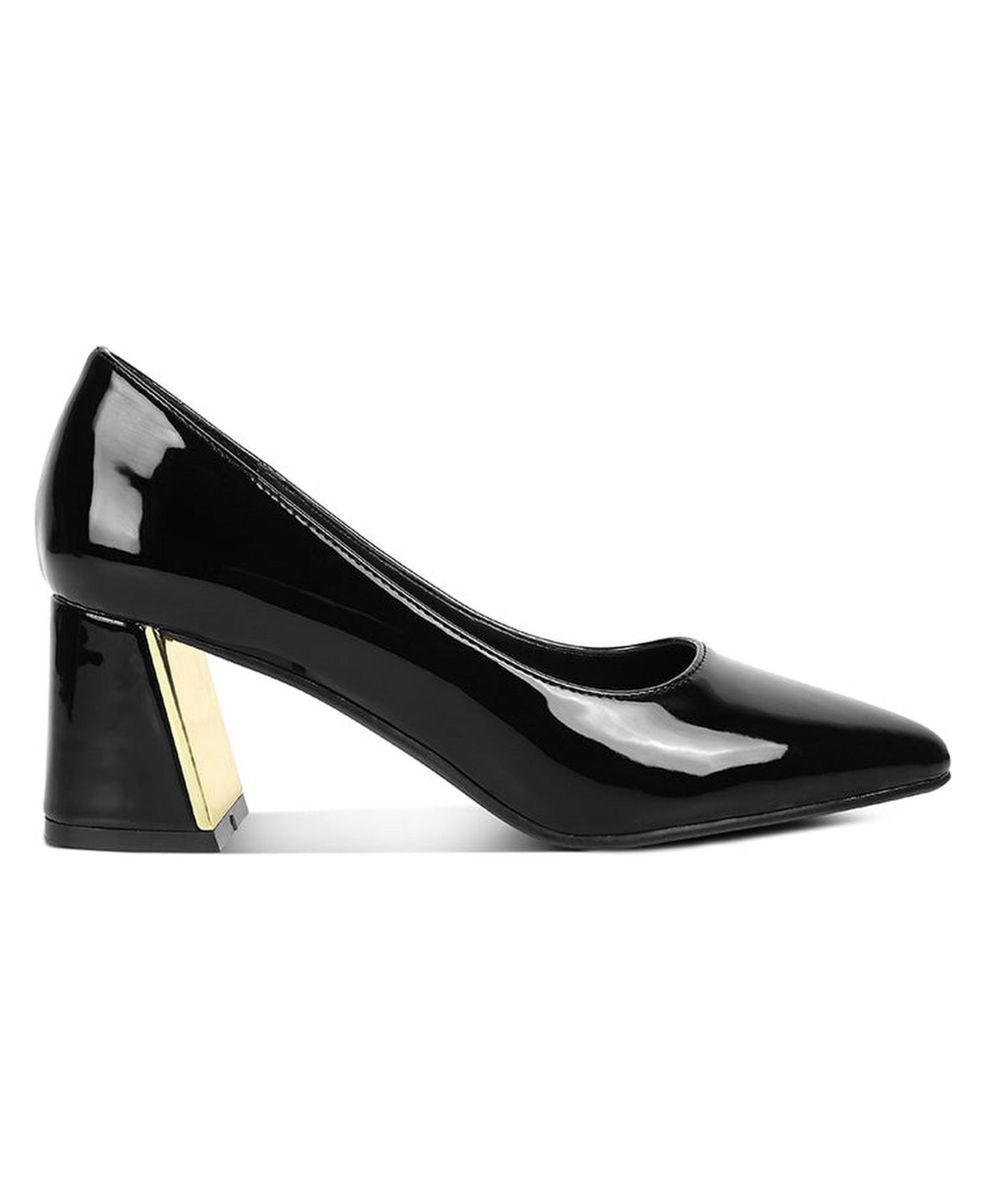 Женские туфли London Rag Zaila Metallic Accent Block Heel Pumps, цвет: Чёрный лаковый — фото 1