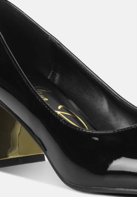 Womens Zaila Metallic Accent Block Heel Pumps