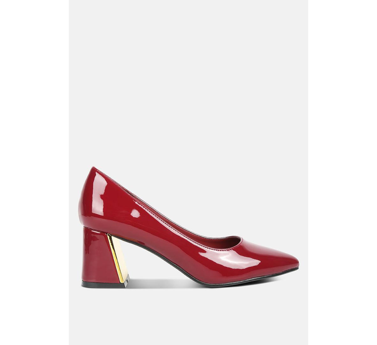 zaila metallic accent block heel pumps - Burgundy