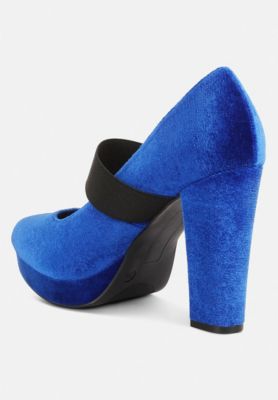 Womens Krause High Block Heel Velvet Pumps