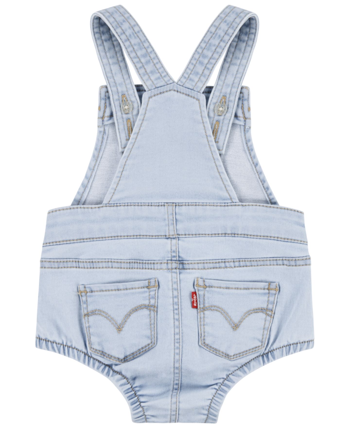 Детский джинсовый полукомбинезон Levi's без рукавов с шортами, для девочки, цвет: Светлый джинсовый — фото 2