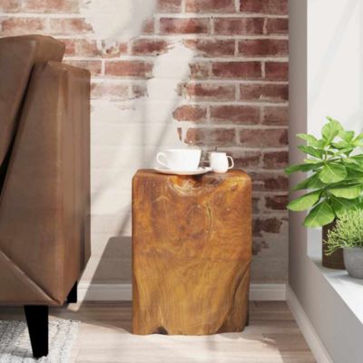 Stool Brown Solid teak wood Medium-sized Statement Piece Stool