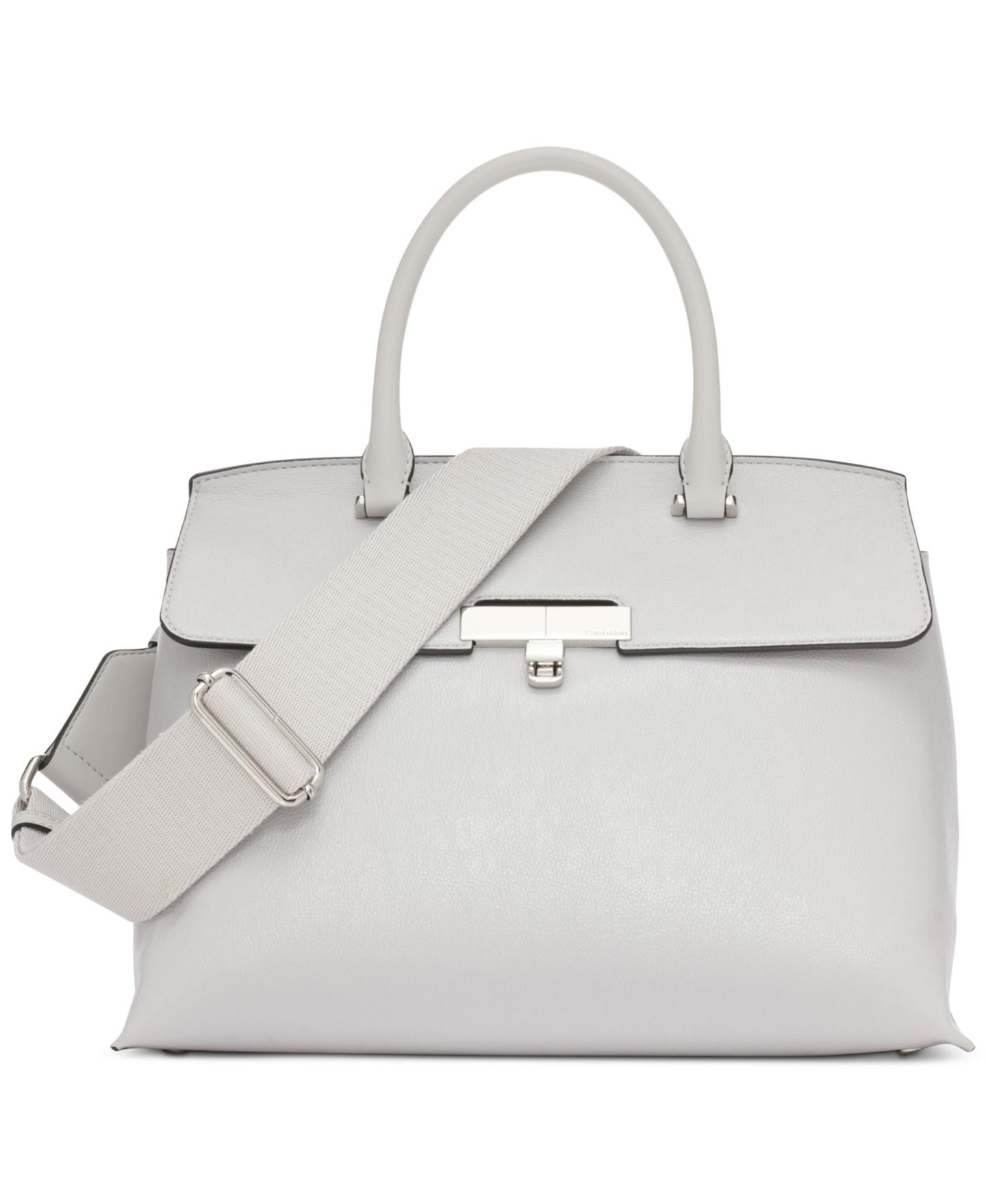 Женская сумка Calvin Klein Becky Turnlock Convertible Satchel, цвет: Серый — фото 1