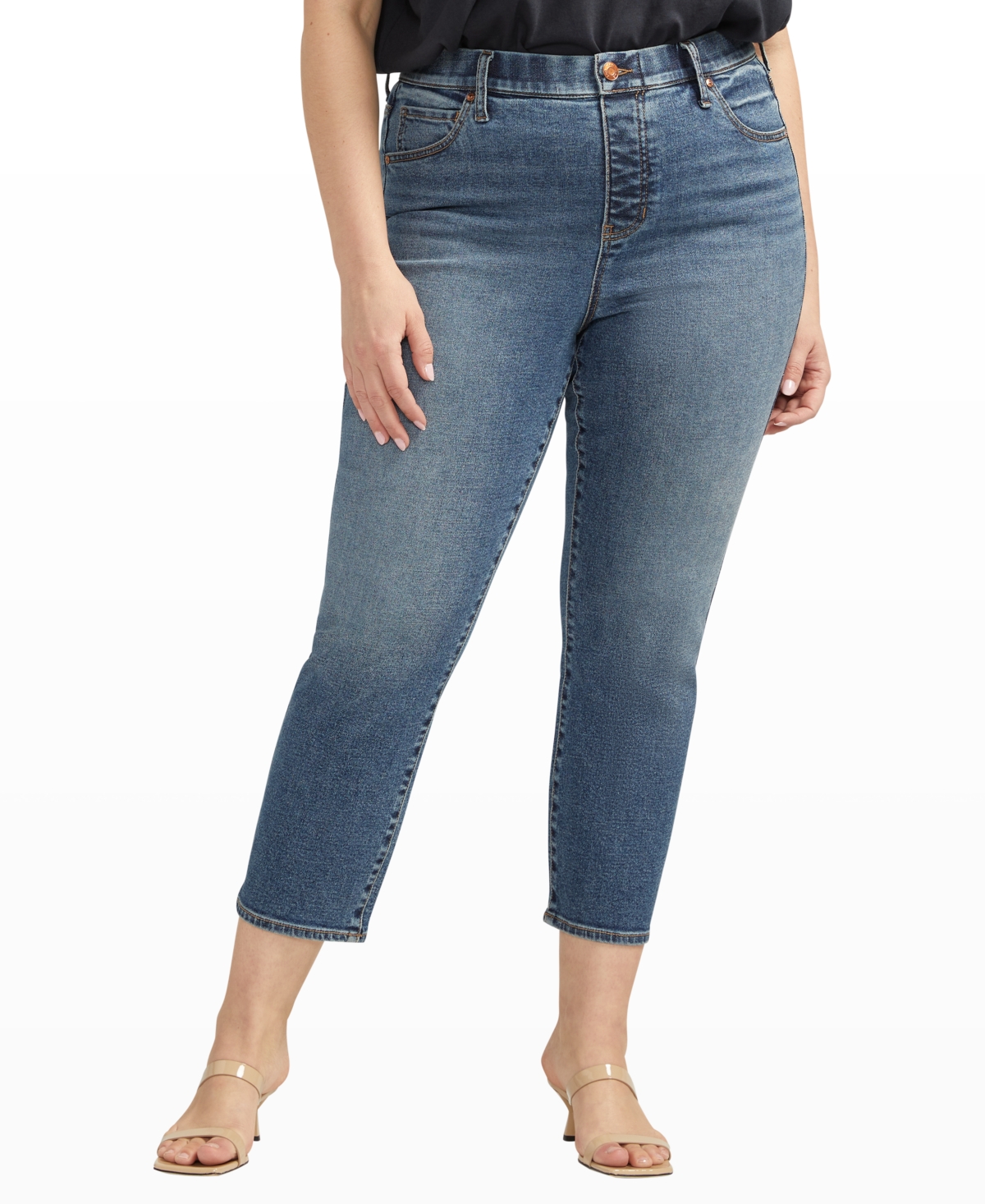Jag Plus Size Valentina High Rise Straight Leg Cropped Jeans In Stargazer Blue