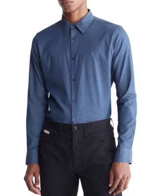 Calvin Klein - Men's Slim Fit Refined Chambray Long Sleeve Button-Front Shirt
