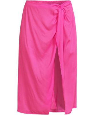Women's Twist Front Knee Length Swim Cover-up Skirt