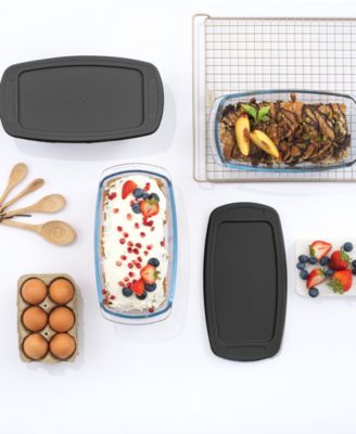 Glass Set of 3 Loaf Pans with Lids