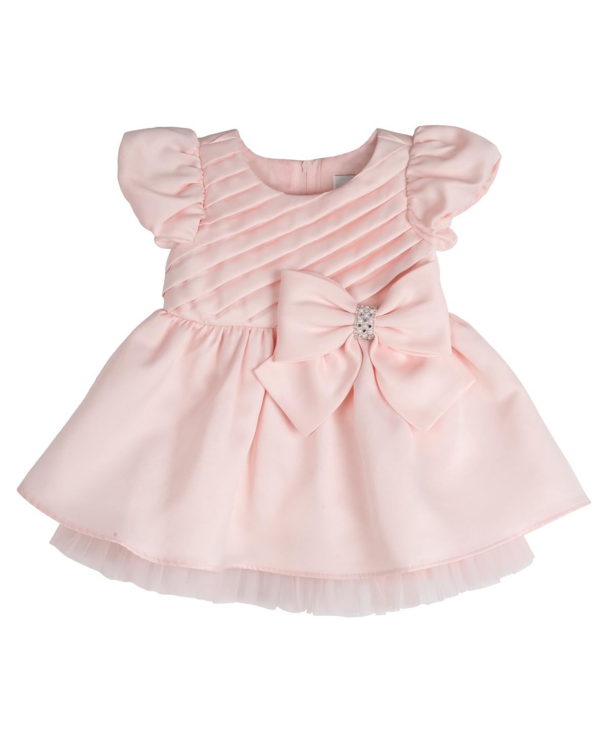 Shop Rare Editions Baby Girl Pleated Satin Social Dress In Blush