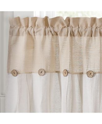 Linen Button Kitchen Tier Window Curtain Panels