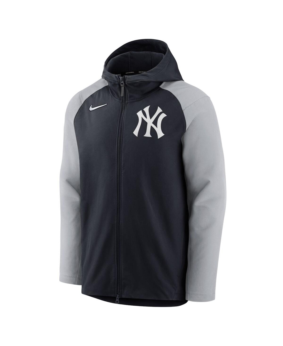 Shop Nike Men's  Navy, Gray New York Yankees Authentic Collection Performance Raglan Full-zip Hoodie In Navy,gray