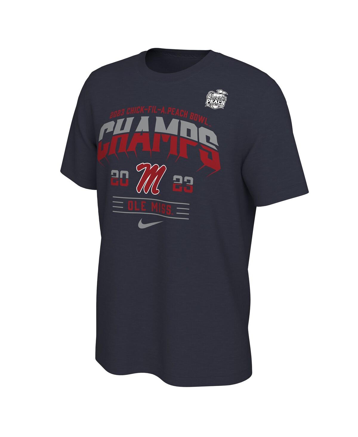 Men's NikeOle Miss Rebels 2023 Peach Bowl Champions Locker Room T-shirt - Navy