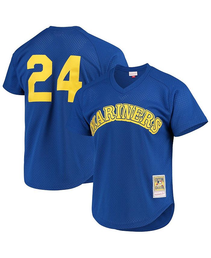 Mitchell & Ness Authentic Mesh BP Seattle Mariners 1991 Ken Griffey Jr. Men Baseball Jersey Dark Royal