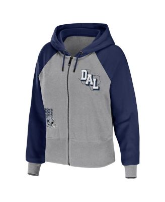 Women's Silver Dallas Cowboys Colorblock Lightweight Full-Zip Hoodie