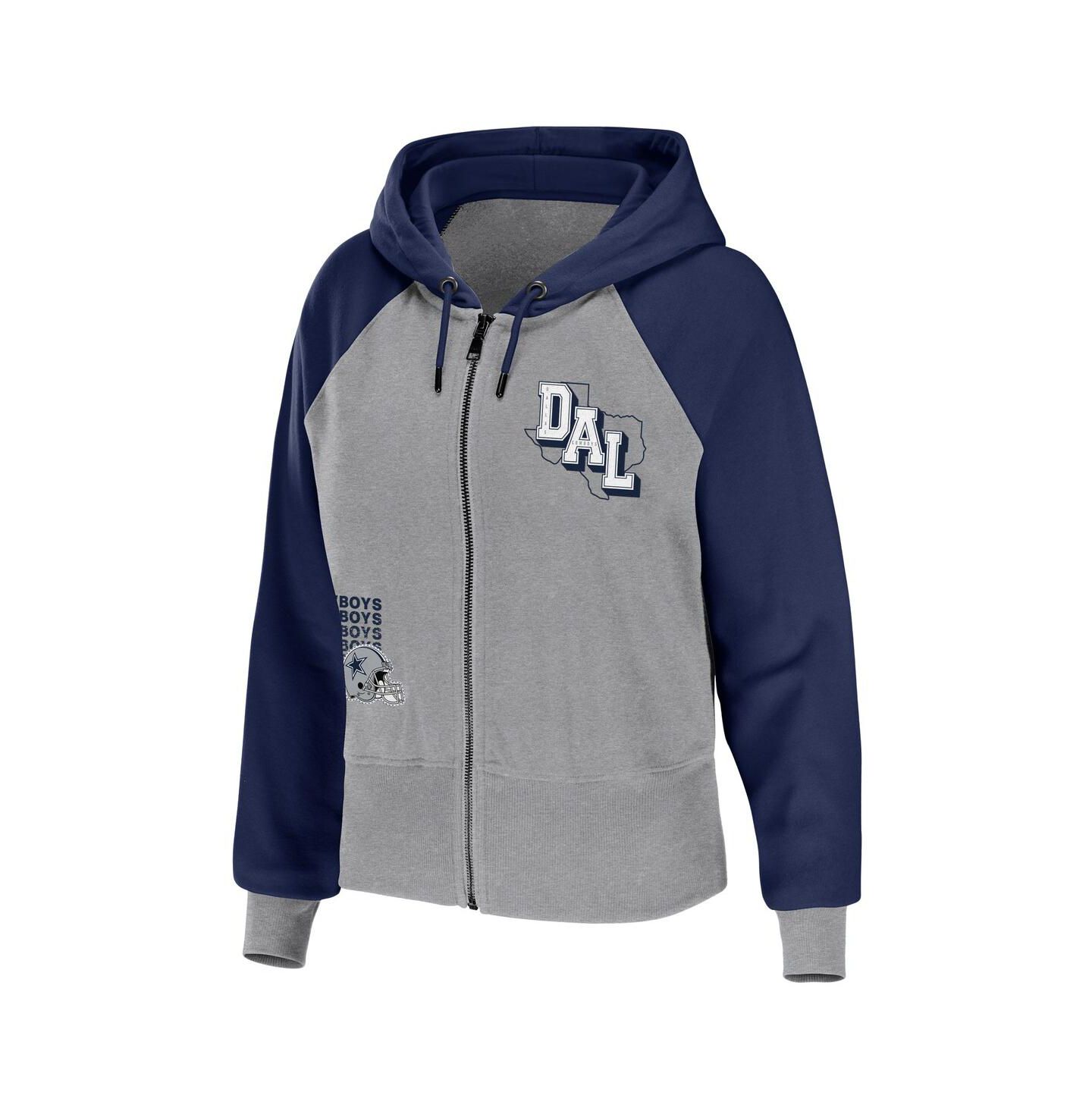 Женское худи WEAR by Erin Andrews Silver Dallas Cowboys Colorblock Lightweight Full-Zip — фото 2