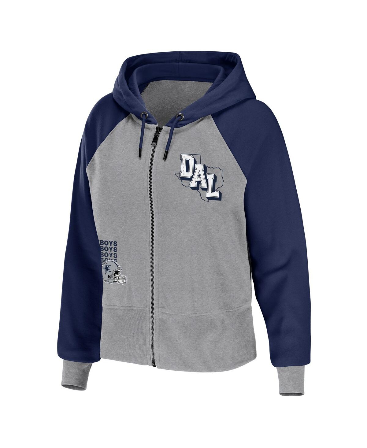 Women's Wear by Erin AndrewsDallas Cowboys Colorblock Lightweight Full-Zip Hoodie - Silver