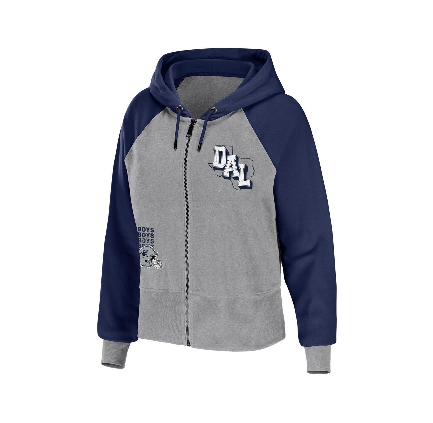 Women's Silver Dallas Cowboys Colorblock Lightweight Full-Zip Hoodie
