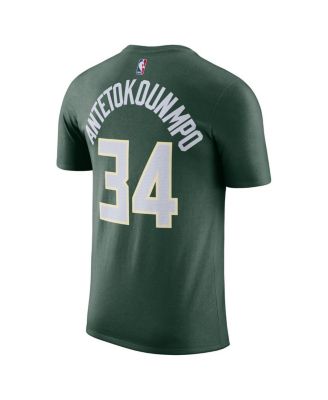 Men's Giannis Antetokounmpo Hunter Green Milwaukee Bucks Icon 2022/23 Name and Number T-shirt