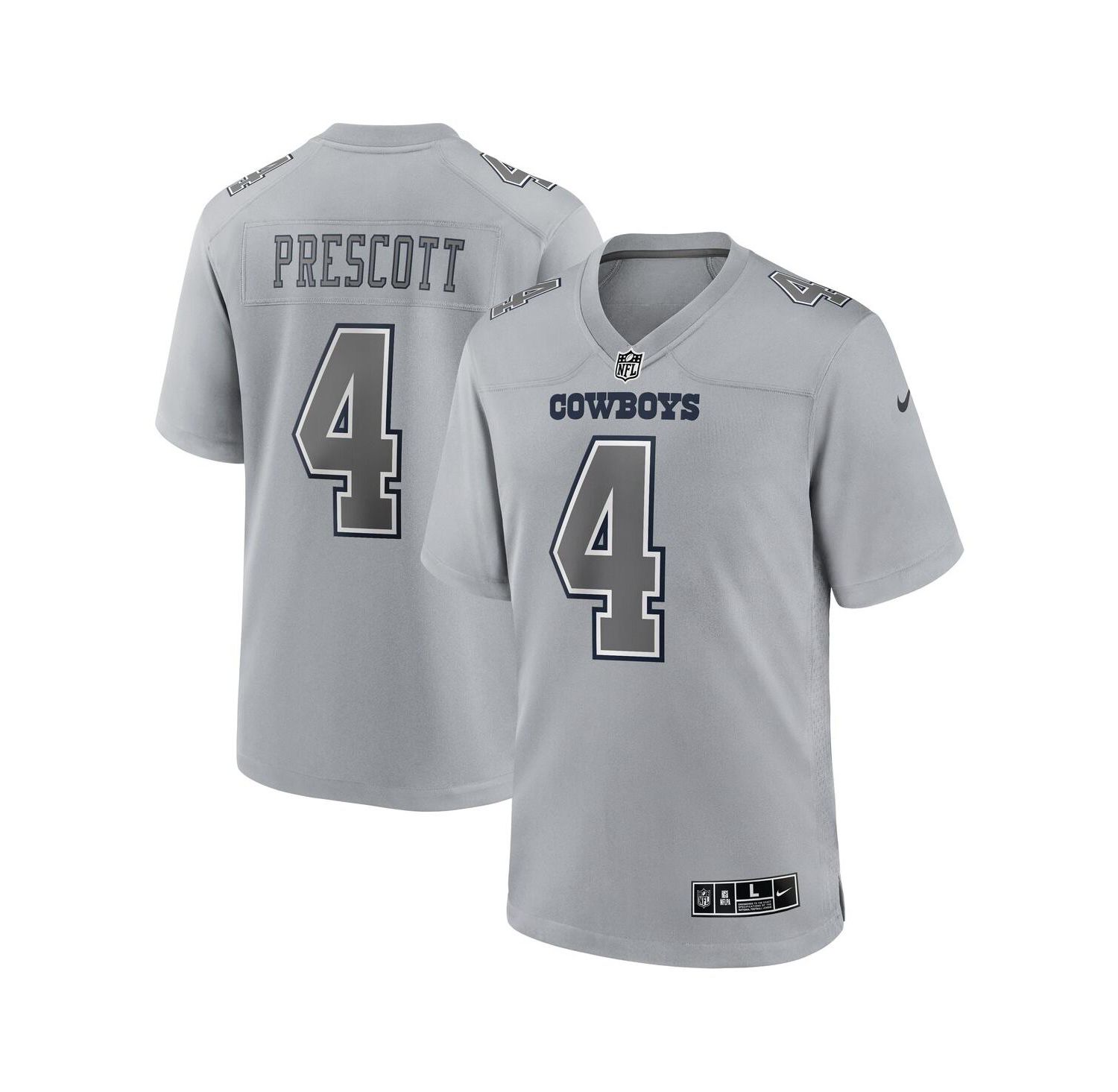 Men's Dak Prescott Gray Dallas Cowboys Atmosphere Fashion Game Jersey