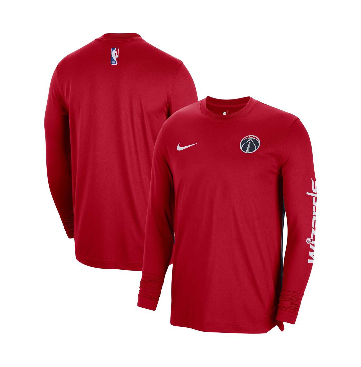 Футболка Nike Red Washington Wizards 2023/24 Authentic Pregame Long Sleeve Shooting — фото 1