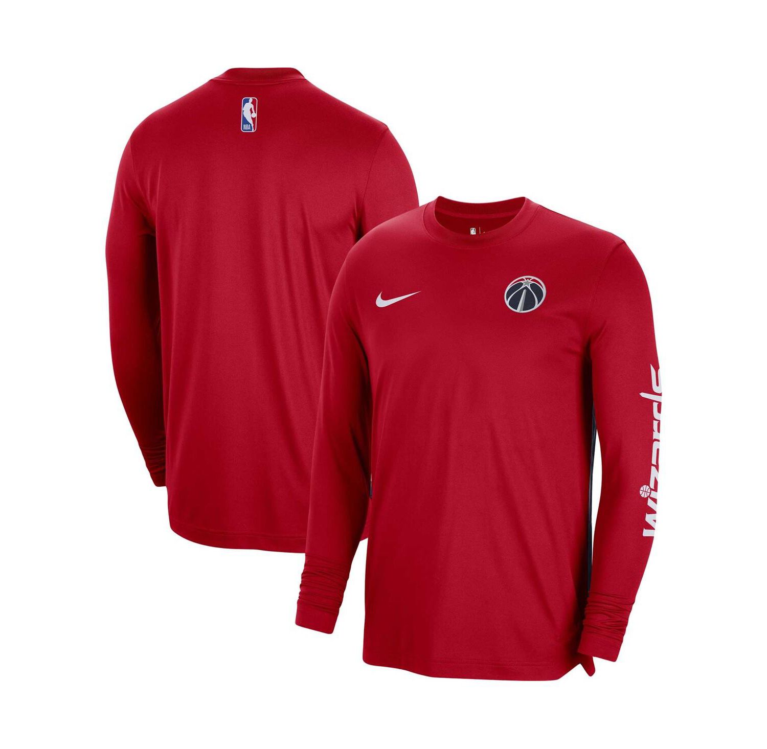 Men's and Women's Red Washington Wizards 2023/24 Authentic Pregame Long Sleeve Shooting T-shirt