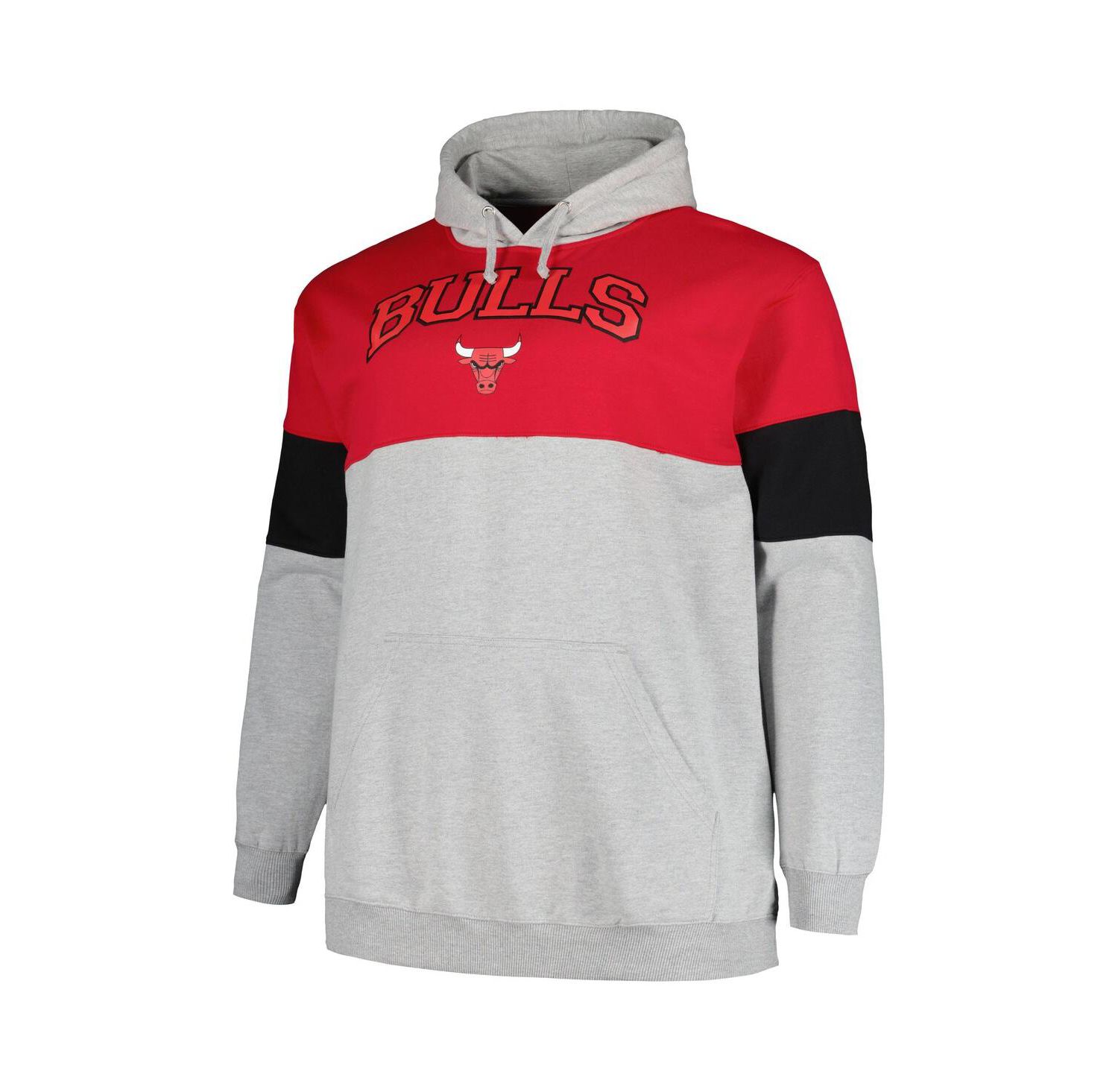 Men's Red, Black Chicago Bulls Big and Tall Pullover Hoodie