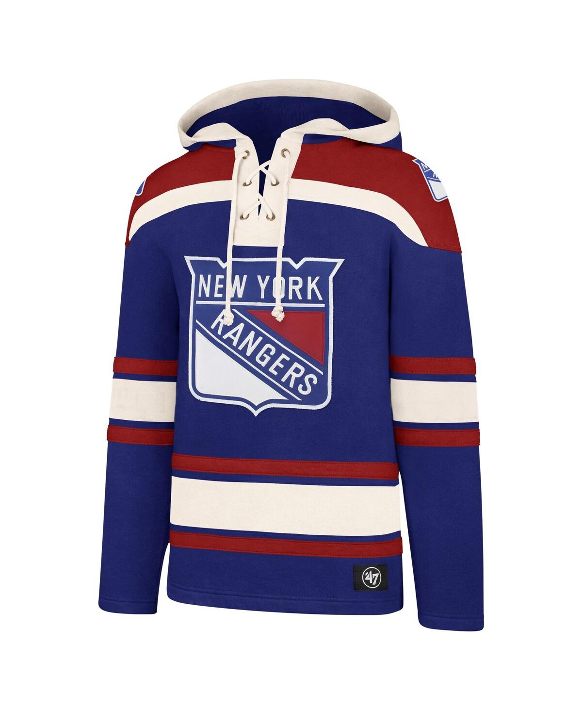 Men's '47 BrandNew York Rangers Big and Tall Superior Lacer Pullover Hoodie - Blue