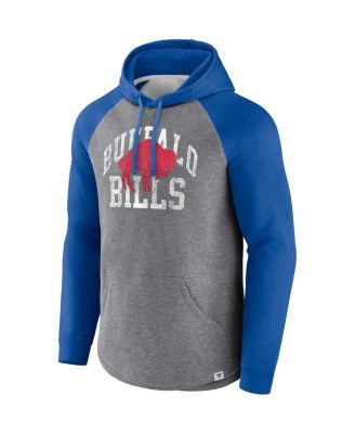 Men's Heather Gray Distressed Buffalo Bills Favorite Arch Raglan Pullover Hoodie