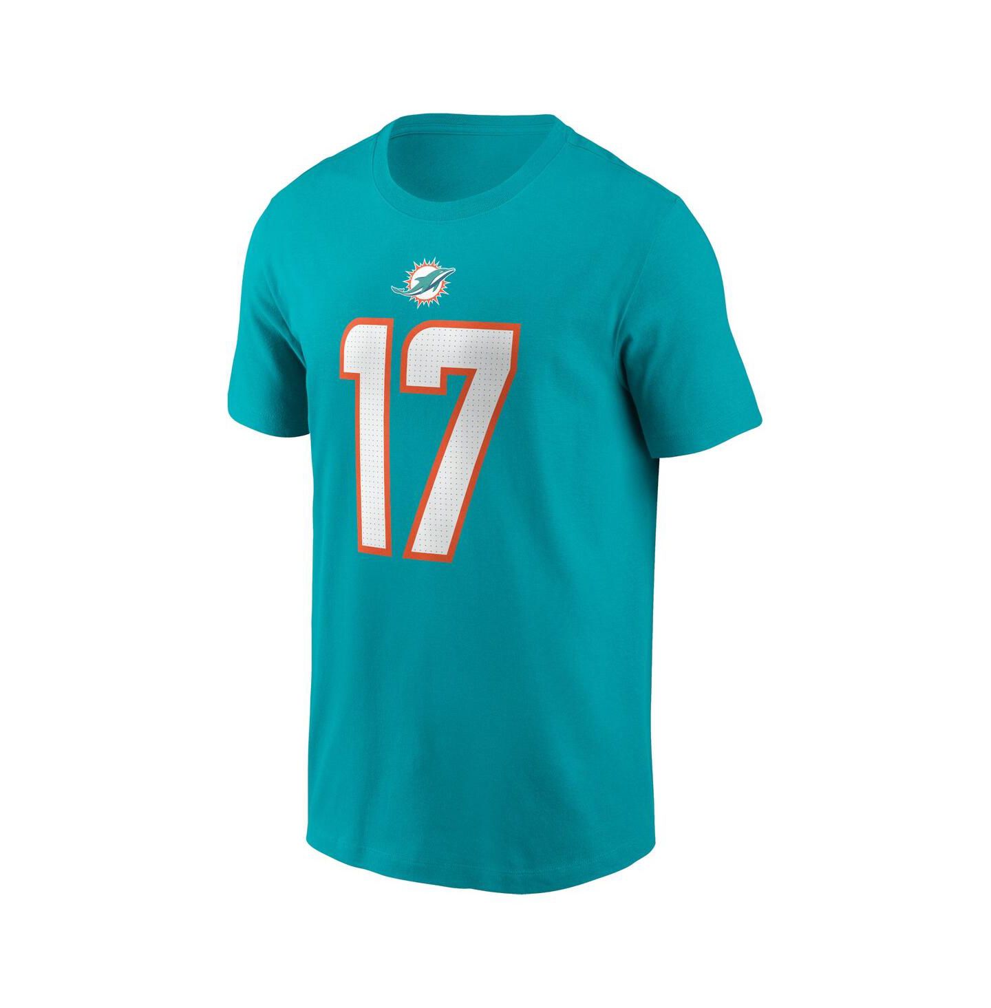 Мужская футболка Nike Jaylen Waddle Aqua Miami Dolphins Player Name and Number — фото 3
