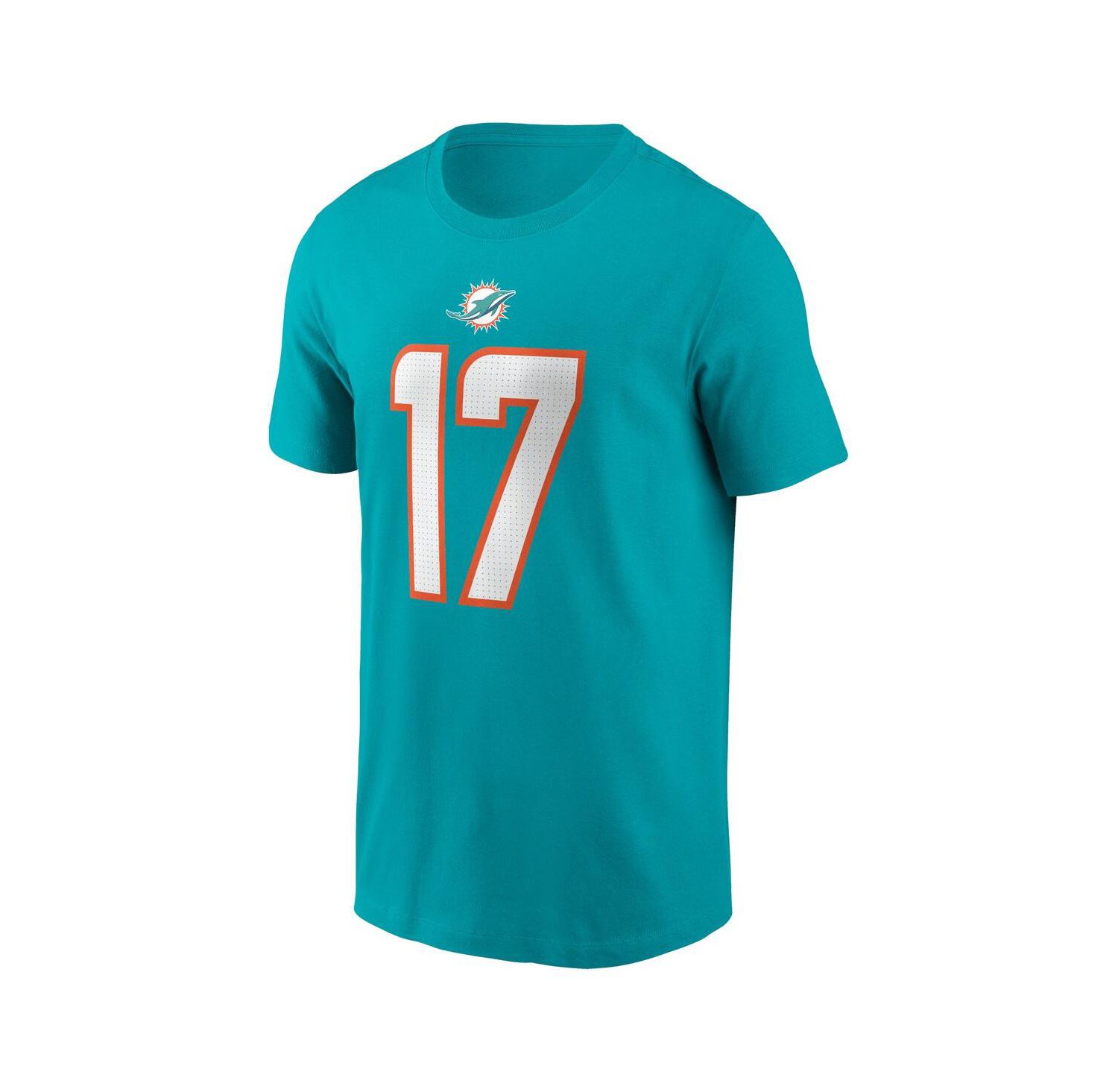 Men's Jaylen Waddle Aqua Miami Dolphins Player Name and Number T-shirt