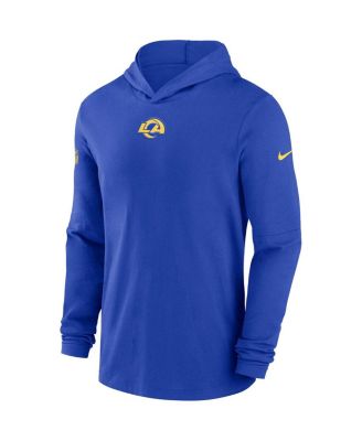 Men's Royal Los Angeles Rams Sideline Performance Long Sleeve Hoodie T-shirt