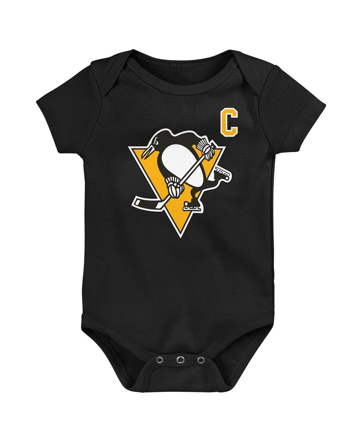 Baby Boys and Girls Mitchell & Ness Mario LemieuxPittsburgh Penguins Captain Patch Name and Number Bodysuit - Black