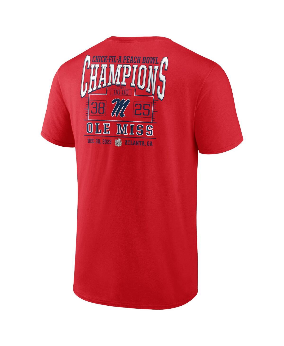 Men's FanaticsOle Miss Rebels 2023 Peach Bowl Champions Score T-shirt - Red