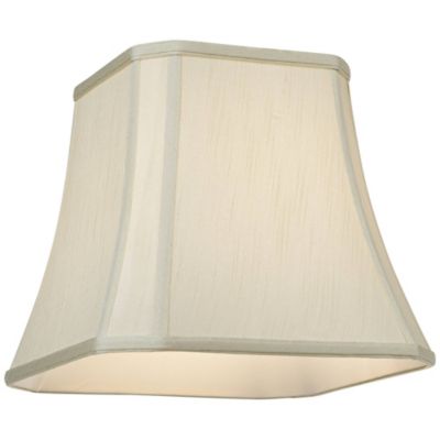 Set of 2 Square Lamp Shades Creme Medium 8" Top x 16" Bottom x 11" Slant Spider with Replacement Harp and Finial